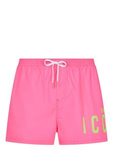 DSQUARED2 short de bain à logo imprimé - Rose