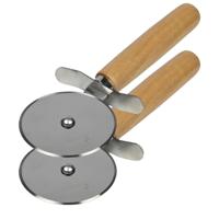 Benson Pizza snijder/roller - 2x - RVS wiel - houten handvat - duimbescherming - 18,5 cm Benson Pizza snijder/roller - 2x - RVS wiel - houten handvat - duimbescherming - 18,5 cm