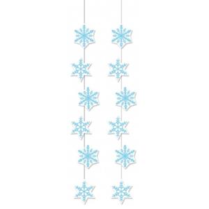 Sneeuwvlokken decoratie slinger 108 cm - 2x stuks - Feestslinger van brandvertragend papier - Winter