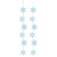 Sneeuwvlokken decoratie slinger 108 cm - 2x stuks - Feestslinger van brandvertragend papier - Winter