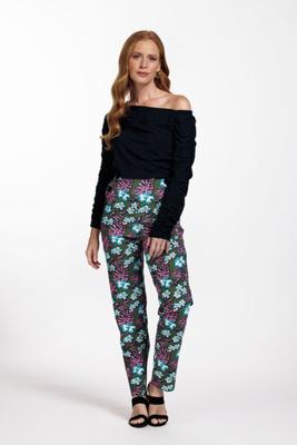 Adelaide flower jacquard trousers - army/pink - 08556