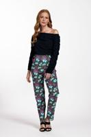 Adelaide flower jacquard trousers - army/pink - 08556