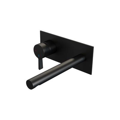 Inbouw Wastafelmengkraan Brauer Black Edition Coldstart Rechte Uitloop Halfronde Hendel Links Geborsteld Mat Zwart Met Afdekplaat Brauer