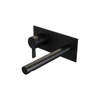 Inbouw Wastafelmengkraan Brauer Black Edition Coldstart Rechte Uitloop Halfronde Hendel Links Geborsteld Mat Zwart Met Afdekplaat Brauer
