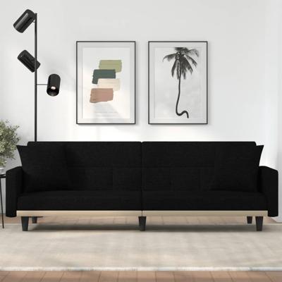 Slaapbank met kussens stof zwart