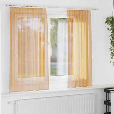 Gordijnen voile met lussen 2 st 140x140 cm oranje