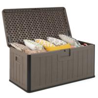 Tuinbox 378 L Kussenbox Waterdicht voor Tuin met Afsluitbaar Deksel Opbergbox voor Kussens Bruin