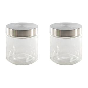 Set van 4x stuks voorraadpotten/bewaarpotten 750 ml glas met Rvs deksel