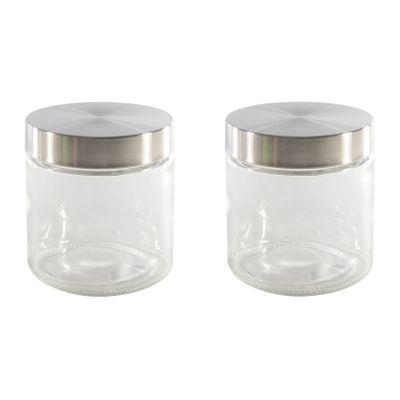 Set van 4x stuks voorraadpotten/bewaarpotten 750 ml glas met Rvs deksel