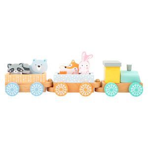 Small Foot houten trein met bosdieren pastel, 9dlg.