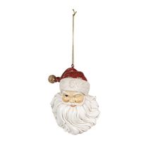HAES DECO - Kersthanger Kerstman 8x5x12 cm - Wit - Kerstdecoratie, Decoratie Hanger, Kerstboomversiering - thumbnail