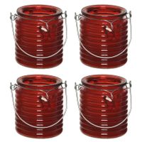 Citronella kaars - 8x - in windlicht - rood - 20 branduren - citrusgeur