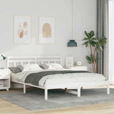Bedframe met hoofdeinde Wit 160 x 200 cm Massief grenenhout