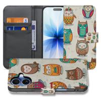 Book Case iPhone 17 Vrolijke Uilen Pasjeshoesje
