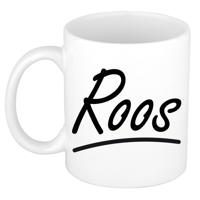 Roos Naam koffiemok - beker - met sierlijke letters - wit - 300 ml - Cadeau - Dames