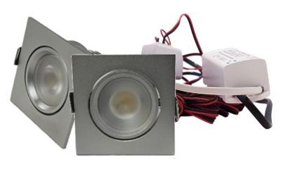 Set 2 x vierkante led inbouwspot 4W chroom