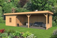 Lariks/Douglas Overkapping Oslo XL type 8 blank 990x430 cm- Plat dak- Onbehandeld lariks Douglas hout- Tuindeco