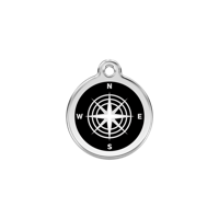 Compass Black roestvrijstalen hondenpenning small/klein dia. 2 cm - Reddingo