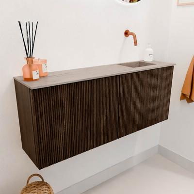 Toiletmeubel Mondiaz Joya Dlux | 100 cm | Meubelkleur Walnut | Faye wastafel Saba Wasbak Rechts | Zonder kraangat(en)