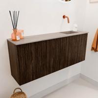 Toiletmeubel Mondiaz Joya Dlux | 100 cm | Meubelkleur Walnut | Faye wastafel Saba Wasbak Rechts | Zonder kraangat(en)