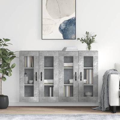 Hangkasten 2 st bewerkt hout betongrijs