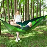 Draagbare Outdoor Camping vol-automatische nylon parachute hangmat met klamboes grootte: 290 x 140cm (groen)