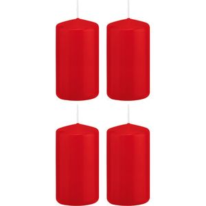 4x Rode cilinderkaarsen/stompkaarsen 6 x 12 cm 40 branduren