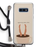 Aggressively drinks coffee: Samsung Galaxy S10e Transparant Hoesje met koord