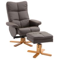 HOMCOM Relaxstoel met kruk tv-stoel 360Â° draaibaar ligfunctie hout bruin | Aosom Netherlands