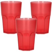 Drinkbekers - 10x - onbreekbaar kunststof - rood - 430 ml