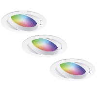Set van 3 Luna - Smart inbouwspots - IP44 - Kantelbaar - 12 Watt 1050 Lumen (Superbright) - Wifi + Bluetooth - RGBWW - Google Home, Amazon Alexa en Siri - Wit - Badkamer, Binnen en buiten