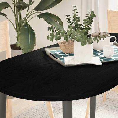 Tafelblad 120x60x2 cm ovaal massief eikenhout donkerbruin