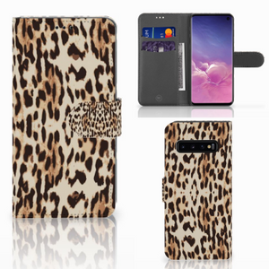 Samsung Galaxy S10 Telefoonhoesje met Pasjes Leopard