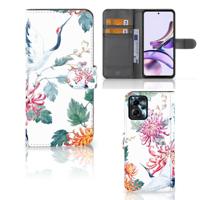 Motorola Moto G13 | G23 | Telefoonhoesje | Met pasjeshouder | Bird Flowers