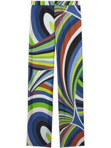 PUCCI pantalon imprimé à taille haute en soie - Bleu