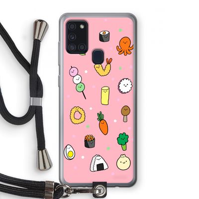 Happy bento friends: Samsung Galaxy A21s Transparant Hoesje met koord