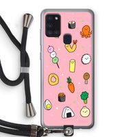 Happy bento friends: Samsung Galaxy A21s Transparant Hoesje met koord