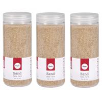 Hobby Fijn decoratie zand korrels - 3x - beige - 475 ml - zandkorrels - knutselmateriaal