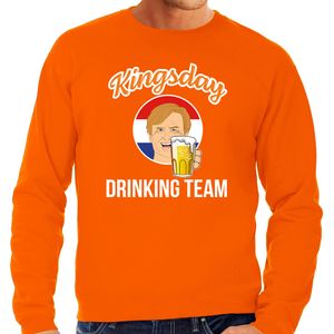 Kingsday drinking team sweater oranje voor heren - Koningsdag truien