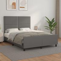 Bedframe met hoofdbord kunstleer grijs 140x190 cm
