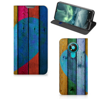 Nokia 3.4 Book Wallet Case Wood Heart - Cadeau voor je Vriend