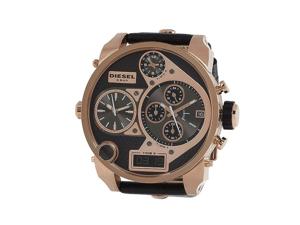 Diesel Heren Mr.Daddy DZ7261 zwart lederen analoog quartz modehorloge