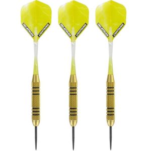 1x Set van 3 dartpijlen Speedy Yellow Brass 23 grams