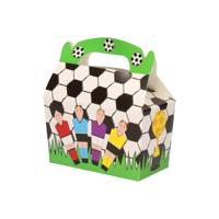 Voetbal traktatiedoosjes - 12x stuks - gekleurd - verjaardag feestje - karton - 12x6 cm