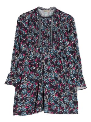 Zadig & Voltaire Kids robe fleurie à manches longues - Bleu