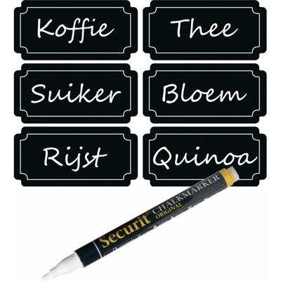18x stuks voorraadkast - keuken - weckpot - krijtbord etiketten - met witte krijtstift - Schoolbord