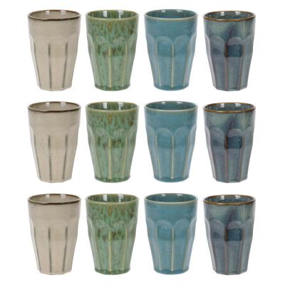 Koffiekopjes - porselein - multi kleuren - set 12x stuks - 330 ml