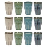Koffiekopjes - porselein - multi kleuren - set 12x stuks - 330 ml