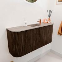 Toiletmeubel Mondiaz Joya Dlux | 93.2 cm | Meubelkleur Walnut | Faye wastafel Saba Wasbak Midden | 1 kraangat