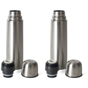 Set van 2x stuks thermosfles / isoleerfles RVS voor onderweg 350 ml